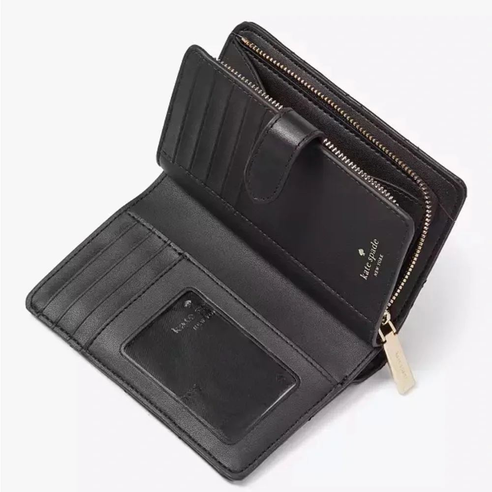 KATE SPADE Carey Medium Compact Bifold Wallet BLACK COLOR - Picture 7 of 14